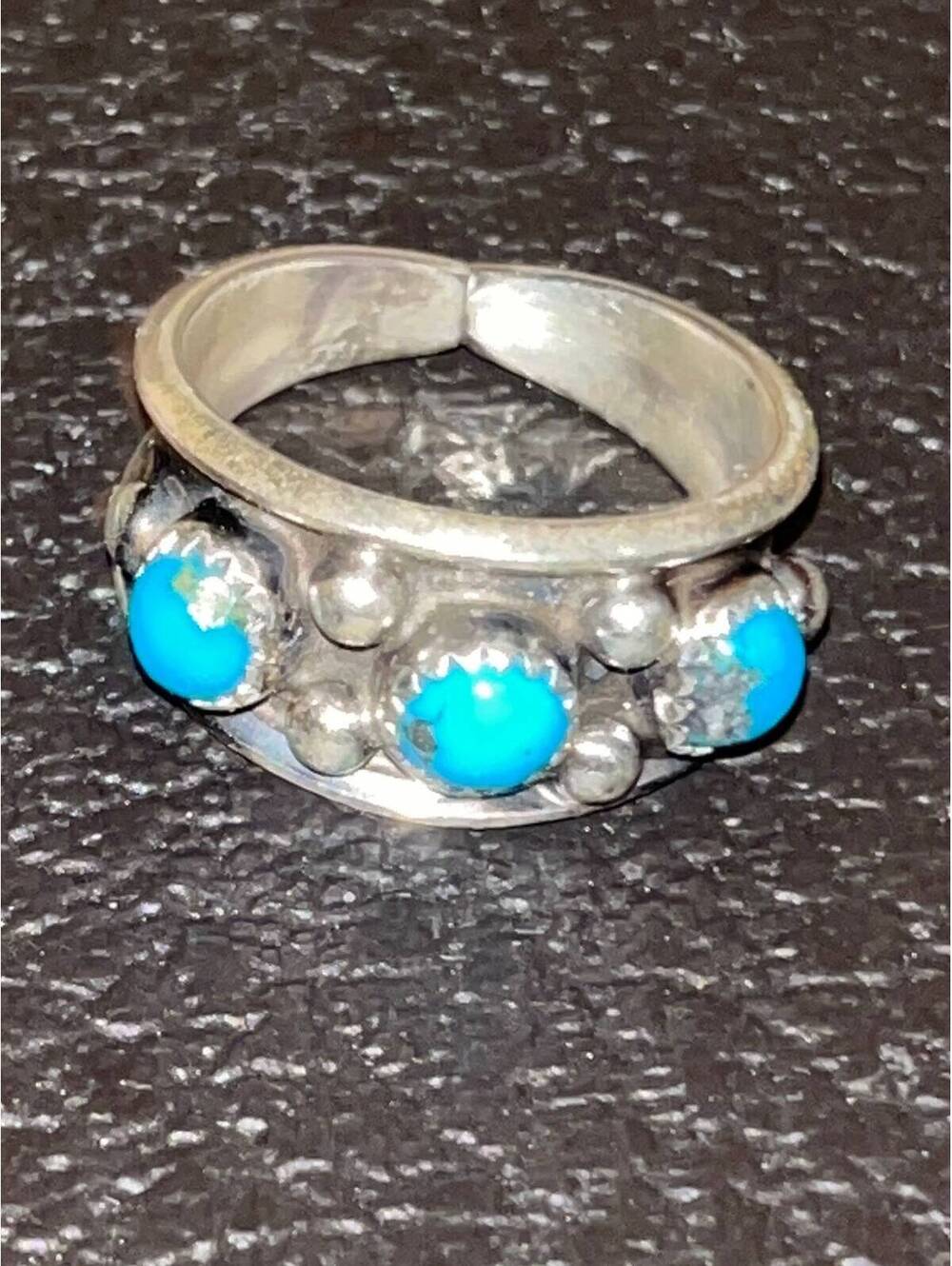 Navajo handmade sterling silver turquoise ring size 11